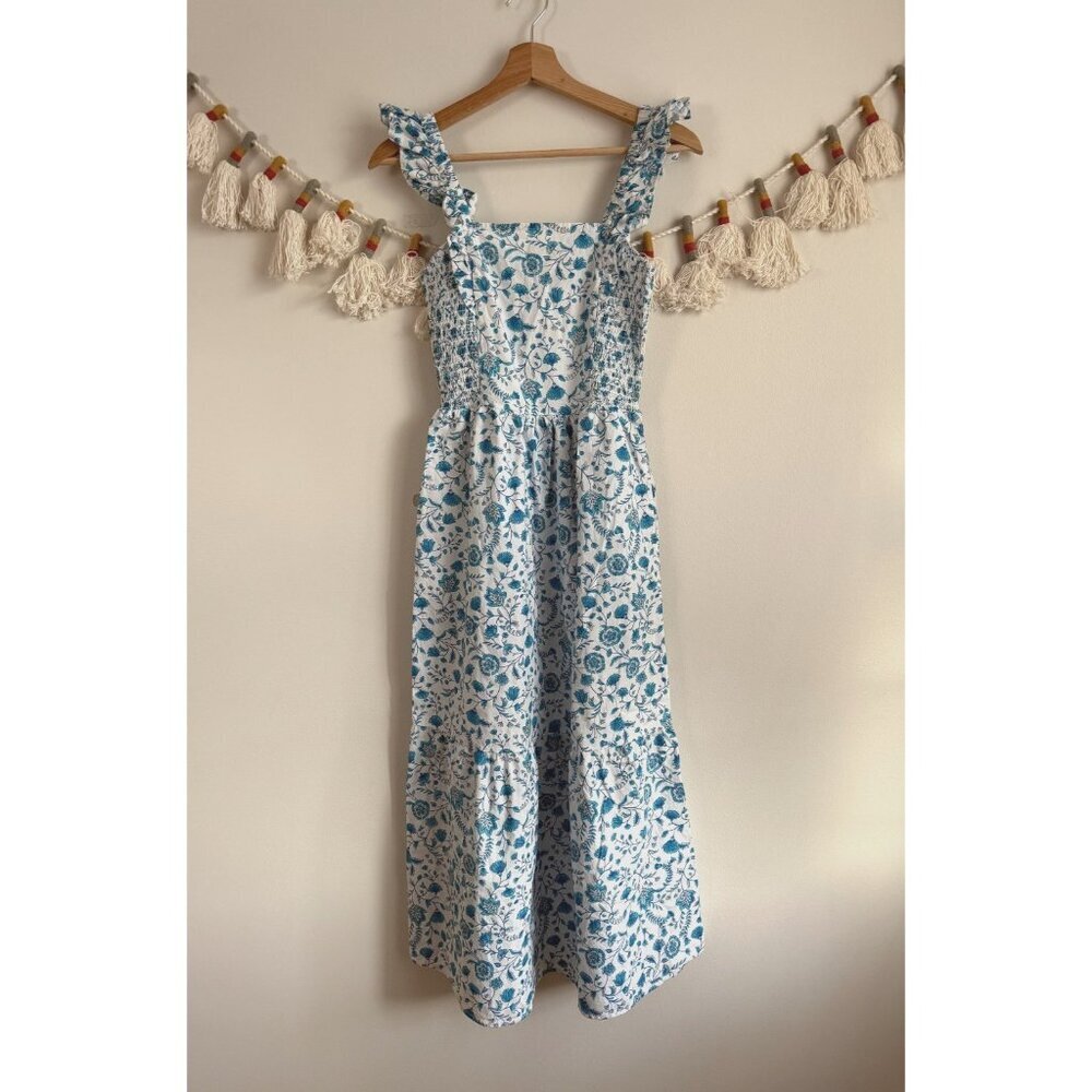 Draper James White and Blue Floral Midi Dress